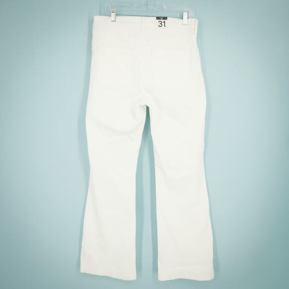 Gap 31 Size 12 White 70s Flare High Rise Stretch Button Zip Denim Jeans NEW - Picture 5 of 9